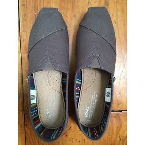 TOMS Ash Grey Canvas Slip Ons